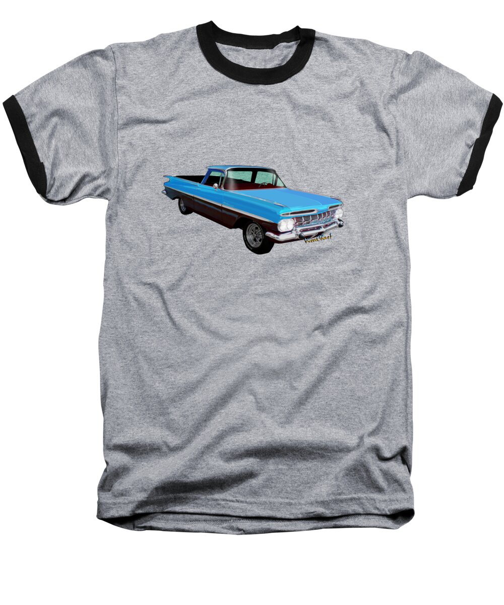 1959 El Camino 1st Generation Baseball T-Shirt featuring the photograph 1959 El Camino 1st Generation by Chas Sinklier