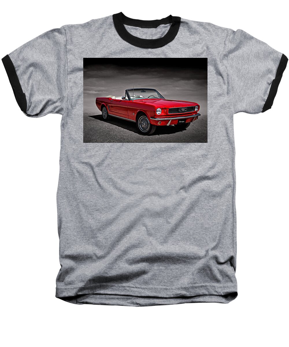 Mustang Baseball T-Shirt featuring the digital art 1966 Ford Mustang Convertible by Douglas Pittman