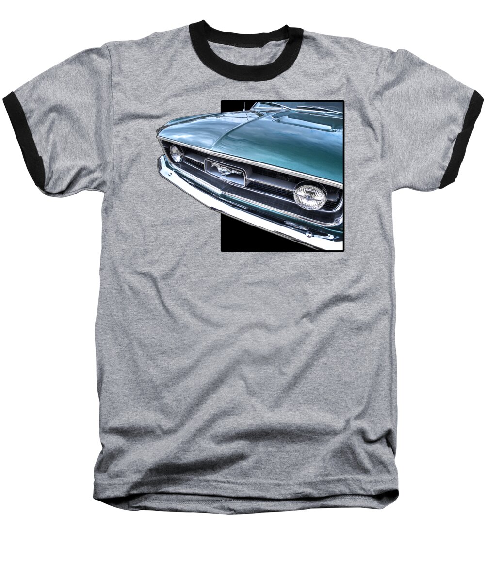 Mustang Baseball T-Shirt featuring the photograph 1967 Mustang Grille by Gill Billington