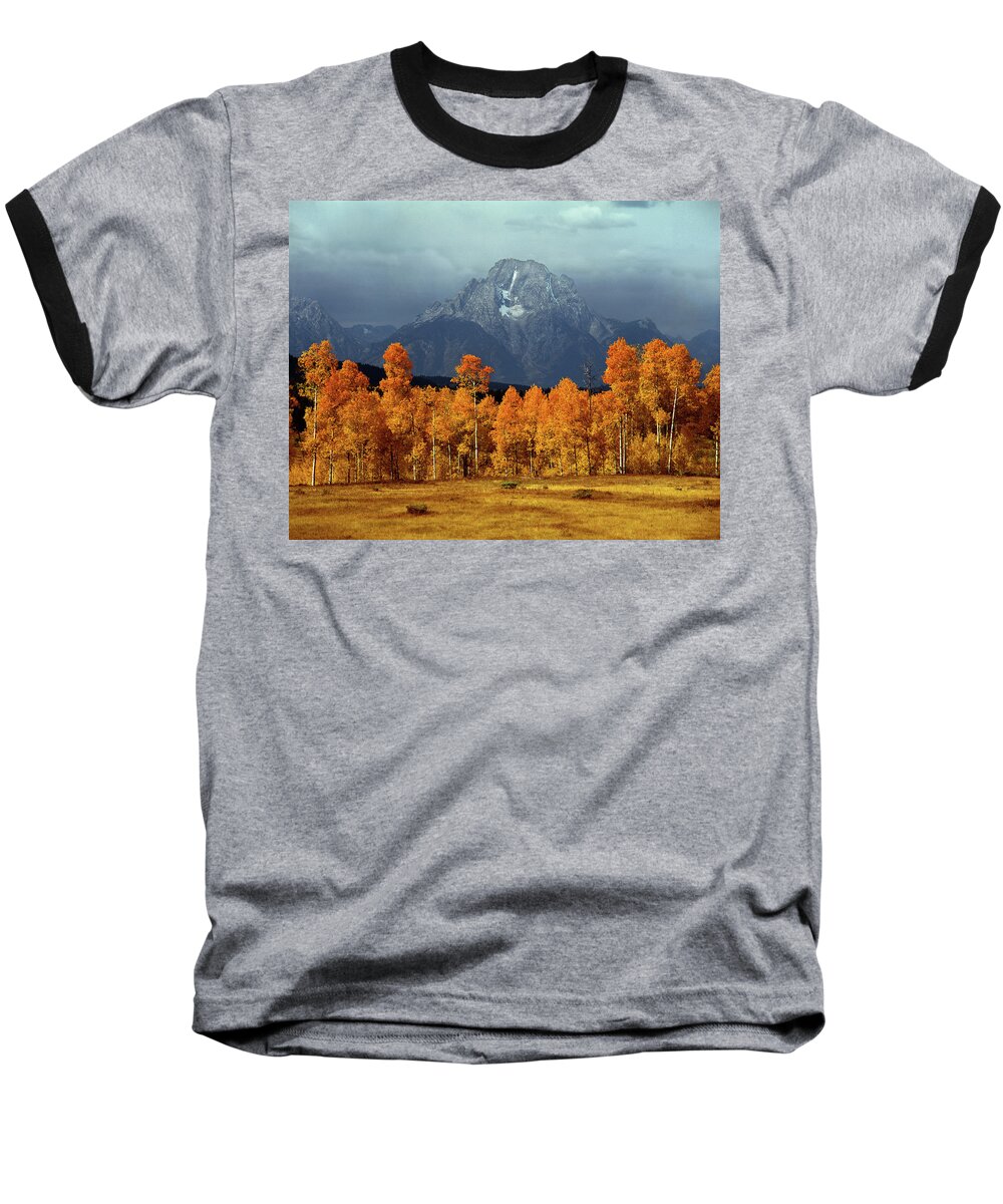 1m9235 Baseball T-Shirt featuring the photograph 1M9235 Mt. Moran in Autumn by Ed Cooper Photography