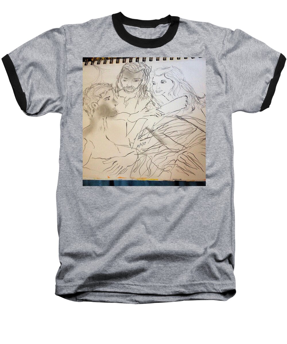 Creation Baseball T-Shirt featuring the drawing Adam andEve The Creation Story #2 by Love Art Wonders By God