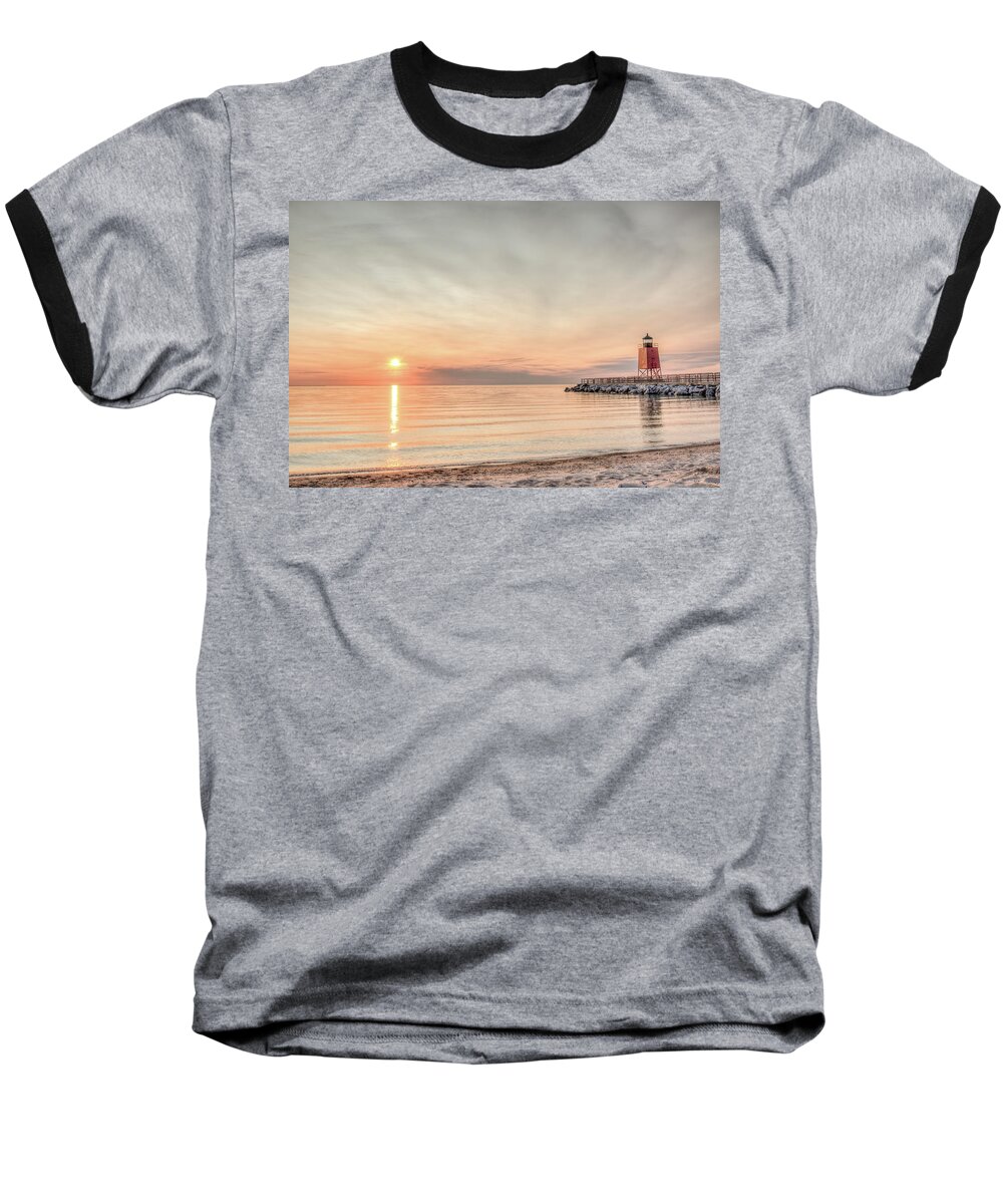 Charlevoix Baseball T-Shirt featuring the photograph Charelvoix Lighthouse in Charlevoix, Michigan #2 by Peter Ciro