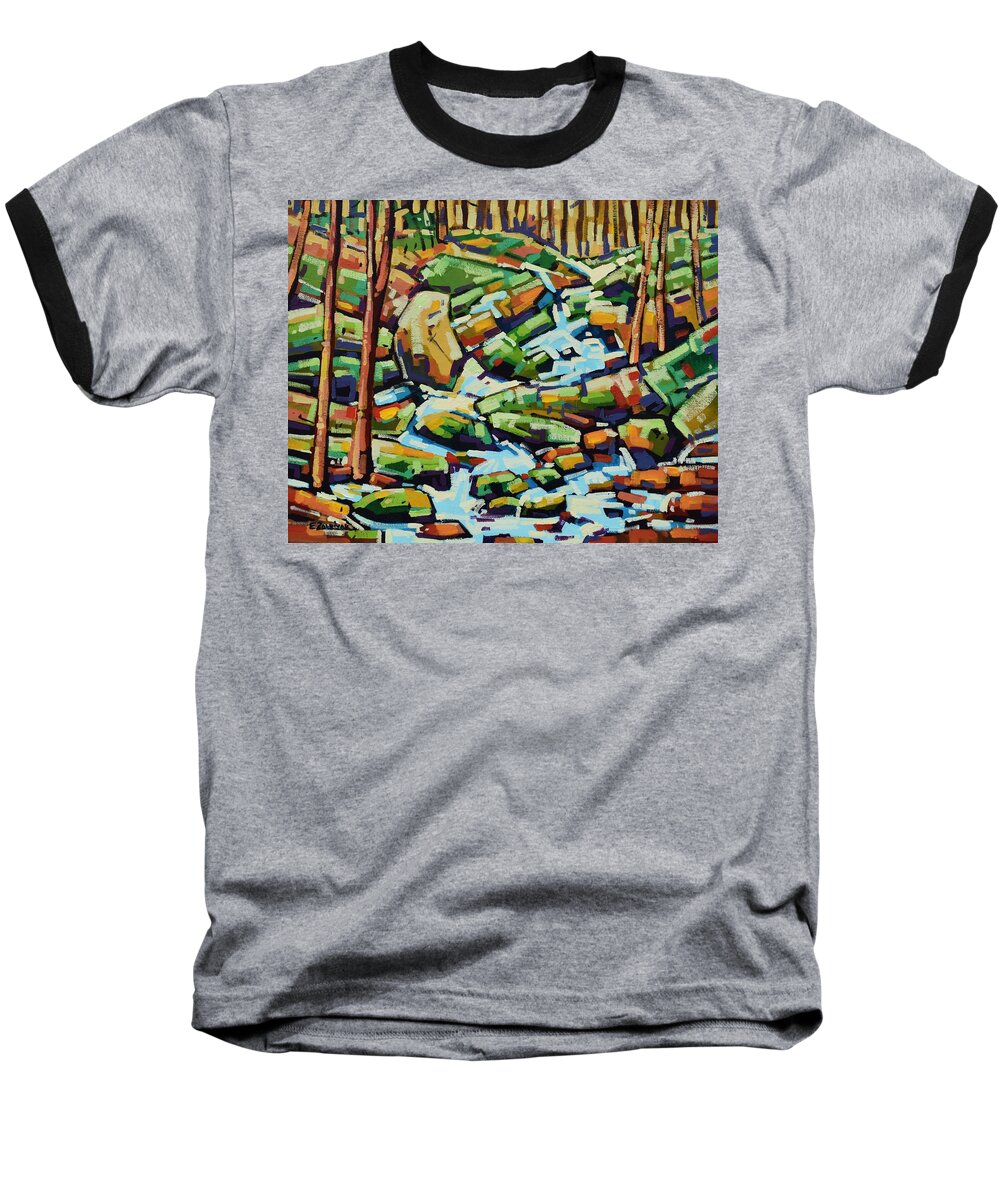Waterfall Baseball T-Shirt featuring the painting Contemplative Series #2 by Enrique Zaldivar