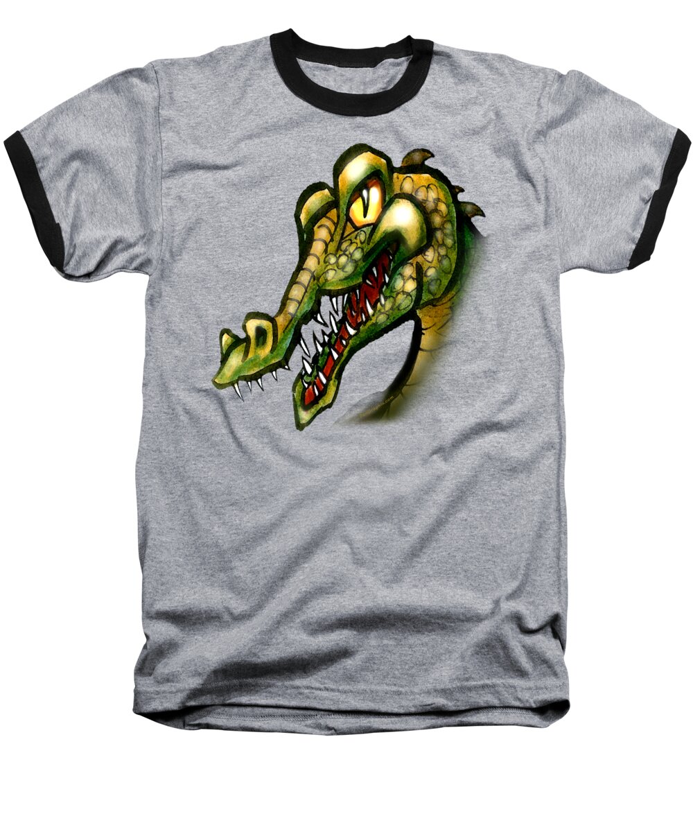 Crocodile Baseball T-Shirt featuring the painting Crocodile #2 by Kevin Middleton