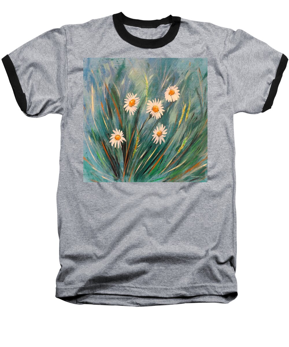 Flower Baseball T-Shirt featuring the painting Daisies #2 by Gina De Gorna