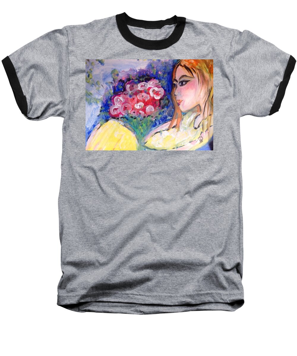 Thought Baseball T-Shirt featuring the painting Deep in thought #1 by Judith Desrosiers