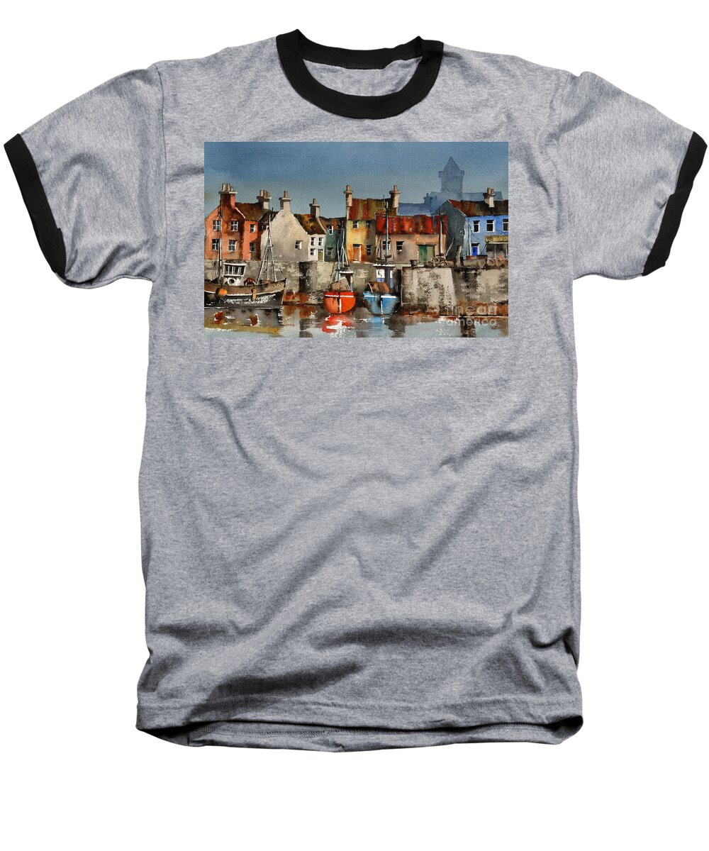 Wild Atlantic Way Baseball T-Shirt featuring the painting Dingle Harbour, Kerry #3 by Val Byrne