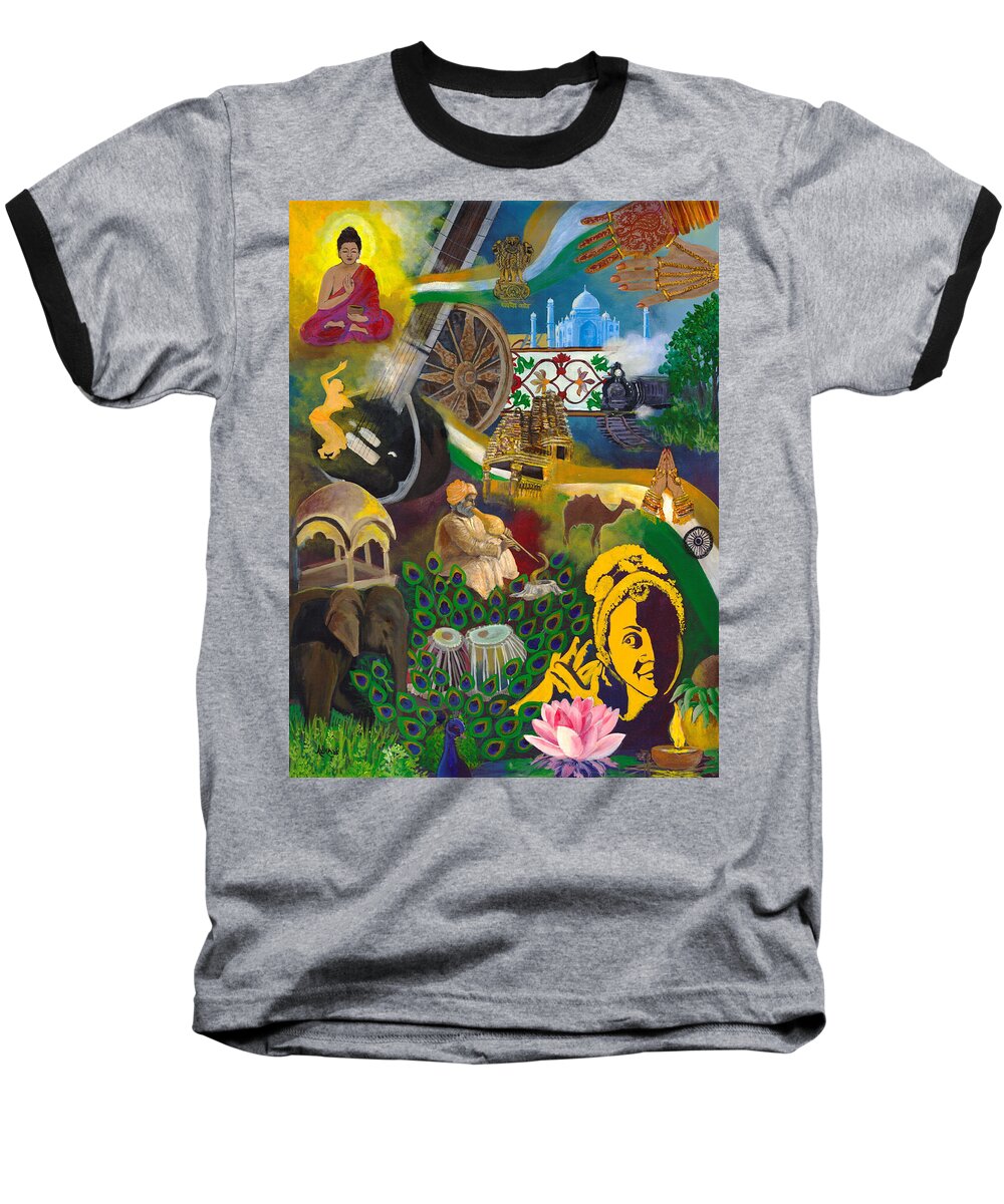 Discover Baseball T-Shirt featuring the painting Discover India by Alika Kumar