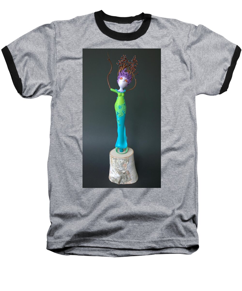  Baseball T-Shirt featuring the sculpture Dragonfly Will O' the Wisp #2 by Judy Henninger