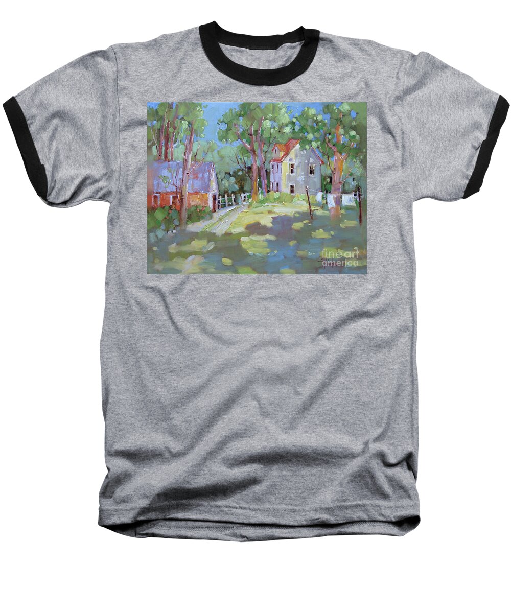 Farm Baseball T-Shirt featuring the painting Hung Out to Dry #2 by Joyce Hicks