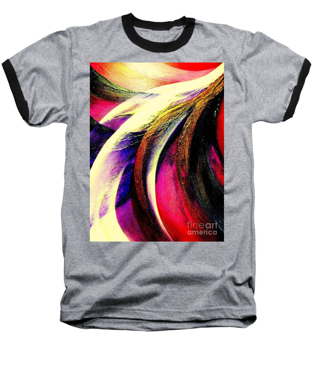 Light.dance Spiritual.healing Energy.sky.ocean.fantasy.abstract. Baseball T-Shirt featuring the painting Light Dance #3 by Kumiko Mayer