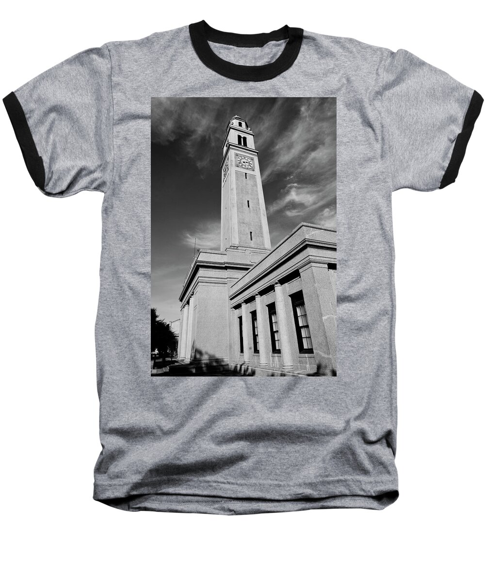 Lsu Baseball T-Shirt featuring the photograph Memorial Tower - LSU BW by Scott Pellegrin