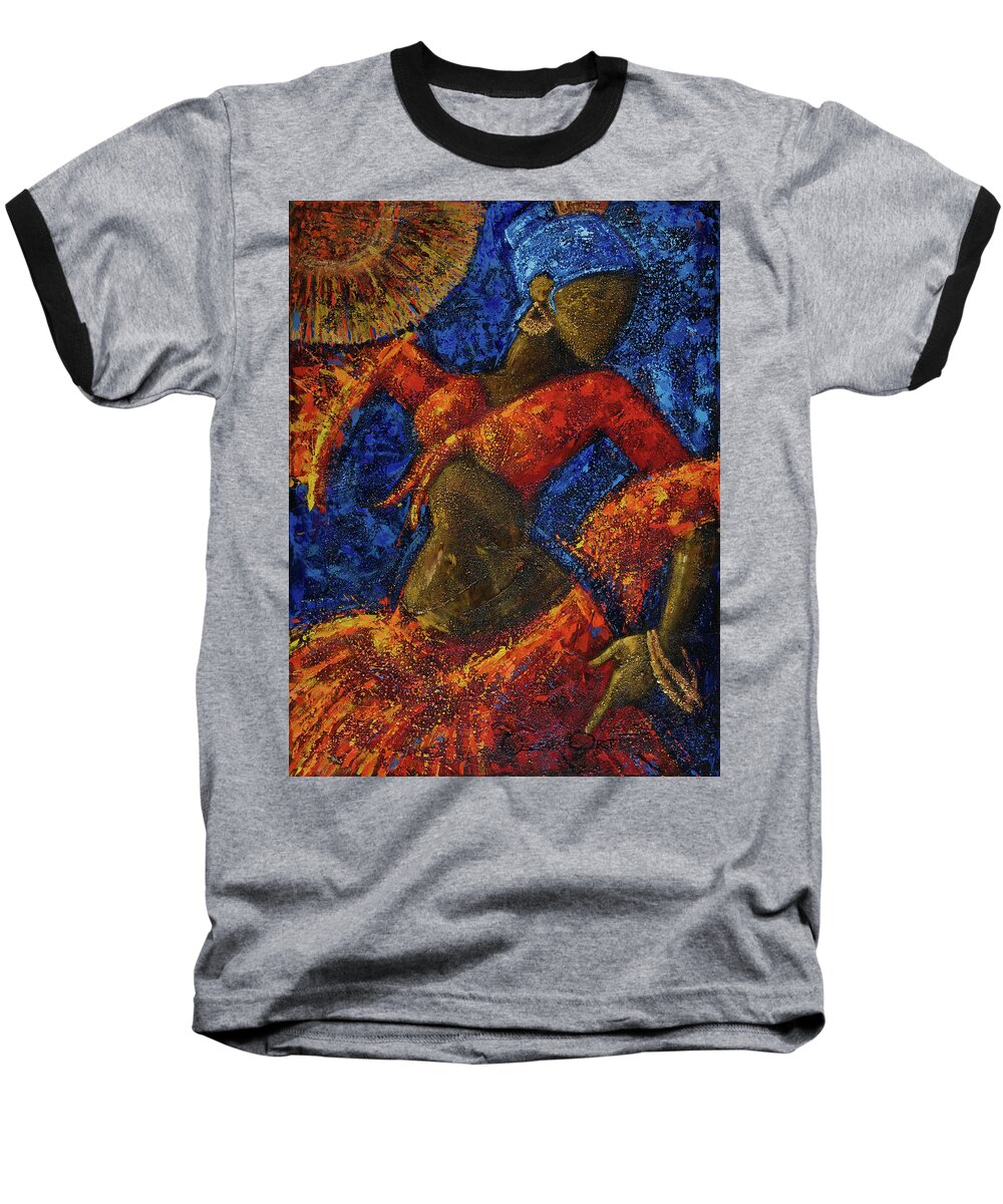 Dancer Baseball T-Shirt featuring the painting Passion by Oscar Ortiz
