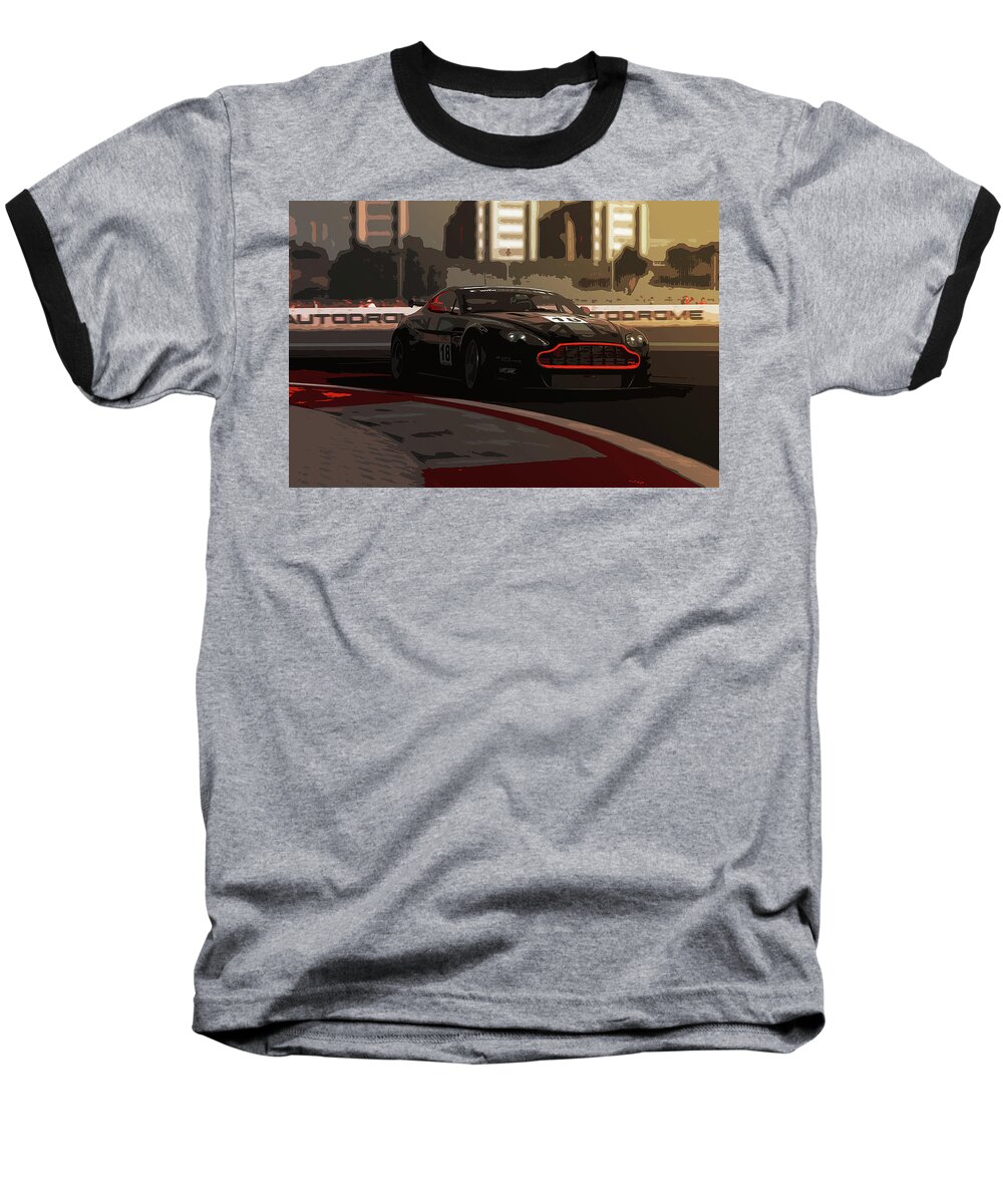 Aston Baseball T-Shirt featuring the painting Power and Motors #2 by AM FineArtPrints