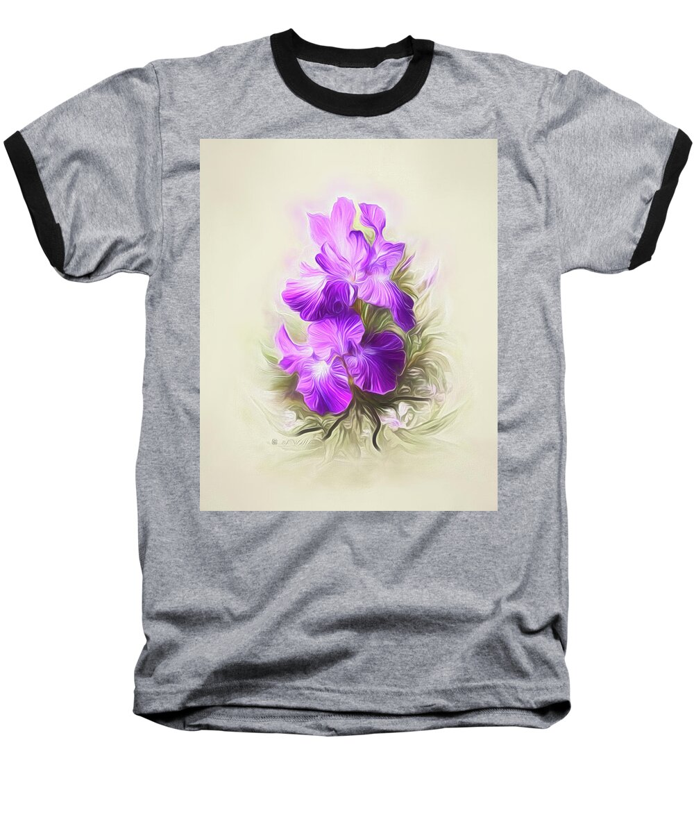 Iris Baseball T-Shirt featuring the digital art Purple Iris #2 by Bonnie Willis