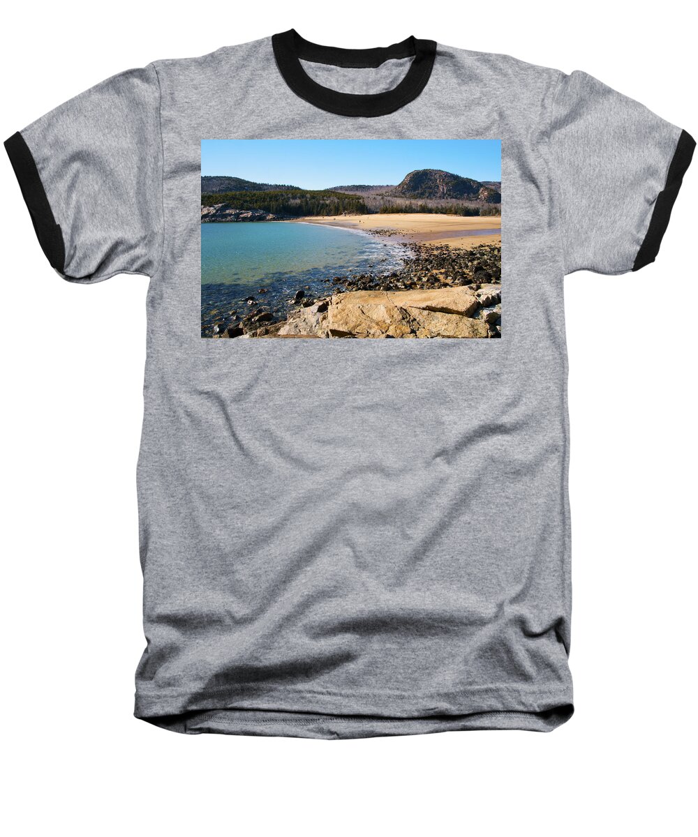 Sand Beach Baseball T-Shirt featuring the photograph Sand Beach Acadia National Park #2 by Glenn Gordon