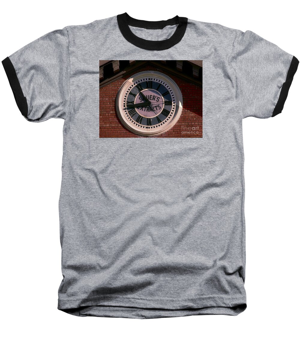 Photoshop Baseball T-Shirt featuring the photograph Sauer Company Clock by Melissa Messick