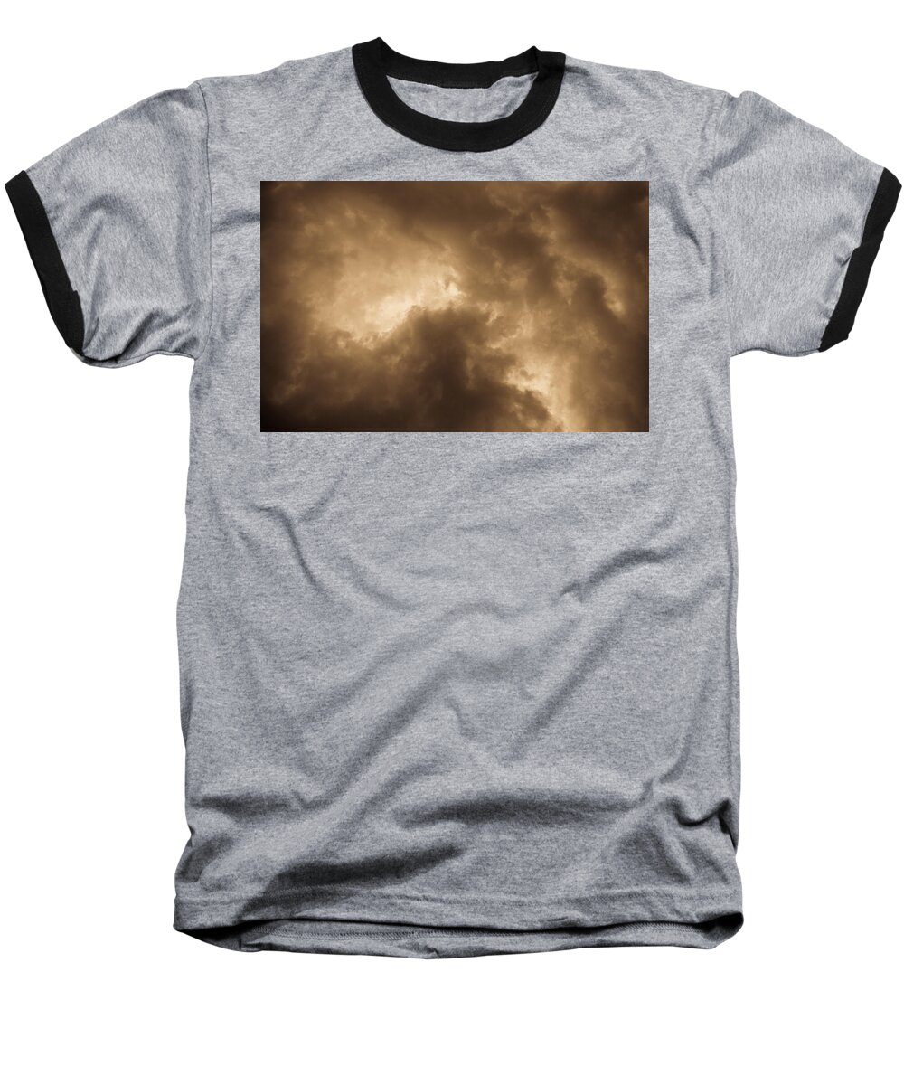 Sepia Sepia Toned Baseball T-Shirt featuring the photograph Sepia Clouds #2 by David Pyatt