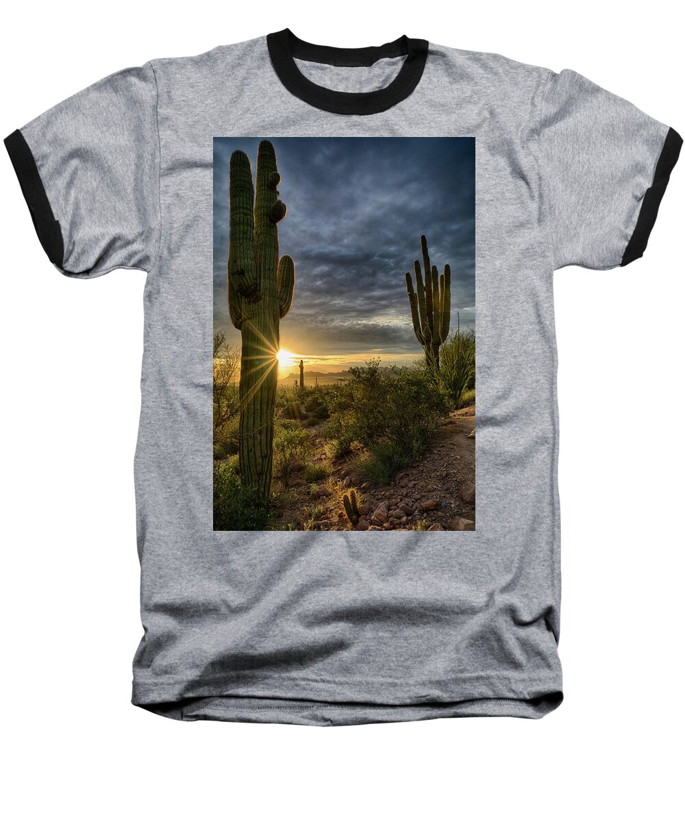 Saguaro Sunset Baseball T-Shirt featuring the photograph The Beauty of the Sonoran Desert #2 by Saija Lehtonen