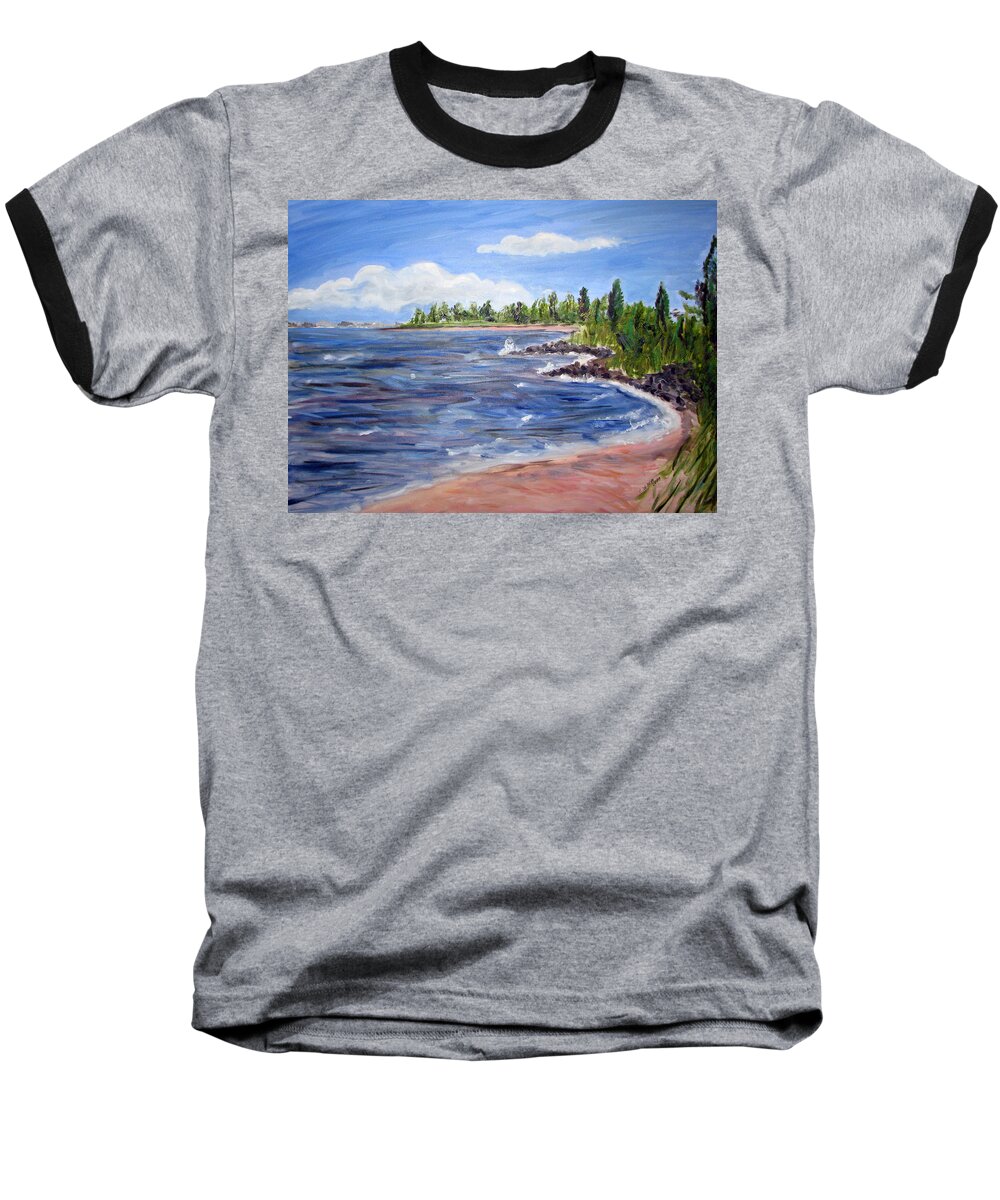Barnegat Bay Baseball T-Shirt featuring the painting Trixies Cove by Clara Sue Beym