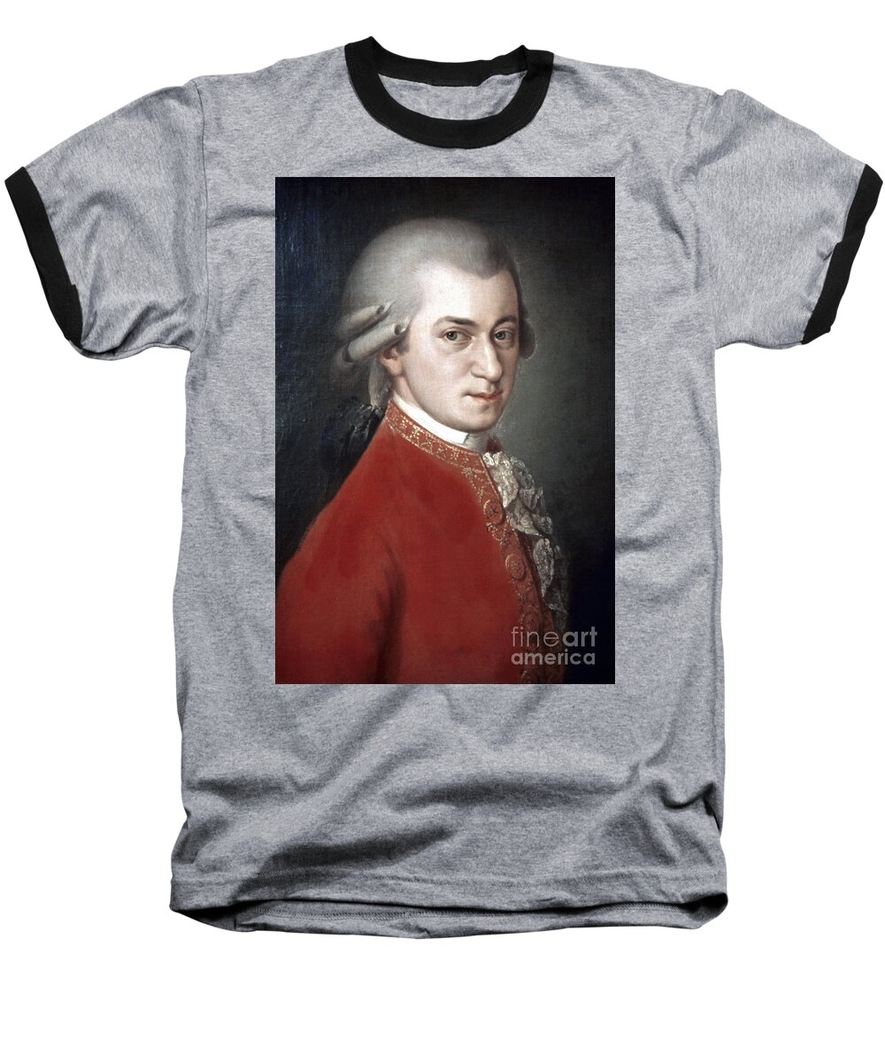 18th Century Baseball T-Shirt featuring the painting Wolfgang Amadeus Mozart #2 by Barbara Krafft