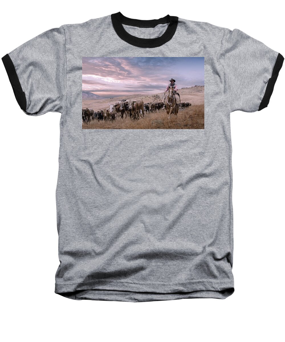 Cattle Baseball T-Shirt featuring the photograph 2016 Reno Cattle Drive by Rick Mosher
