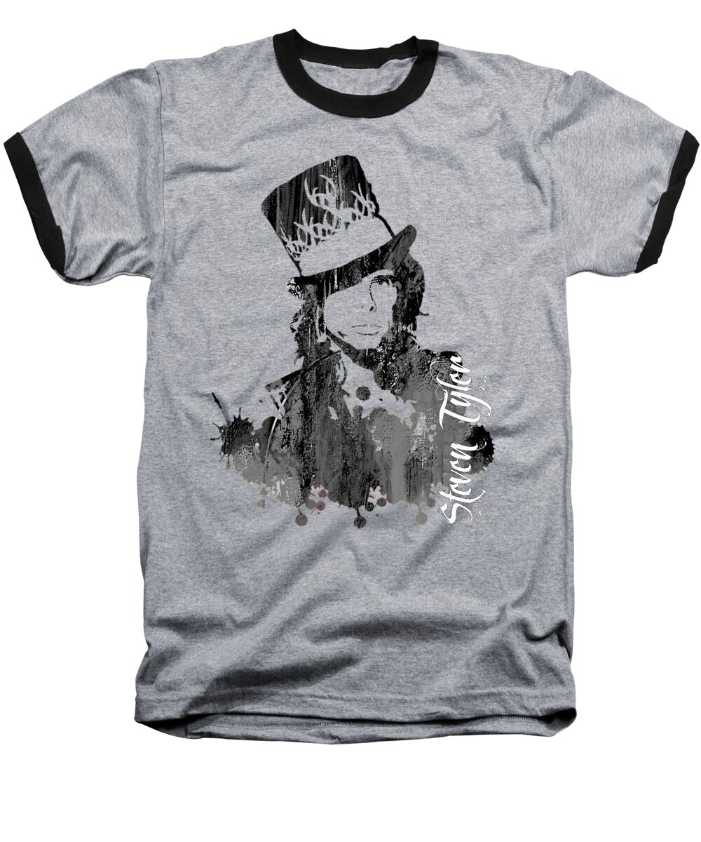 Steven Tyler Baseball T-Shirt featuring the mixed media Steven Tyler Collection #23 by Marvin Blaine