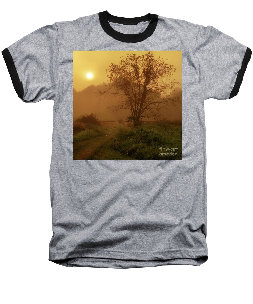Sunrise Baseball T-Shirt featuring the photograph Misty Mountain Sunrise #28 by Thomas R Fletcher