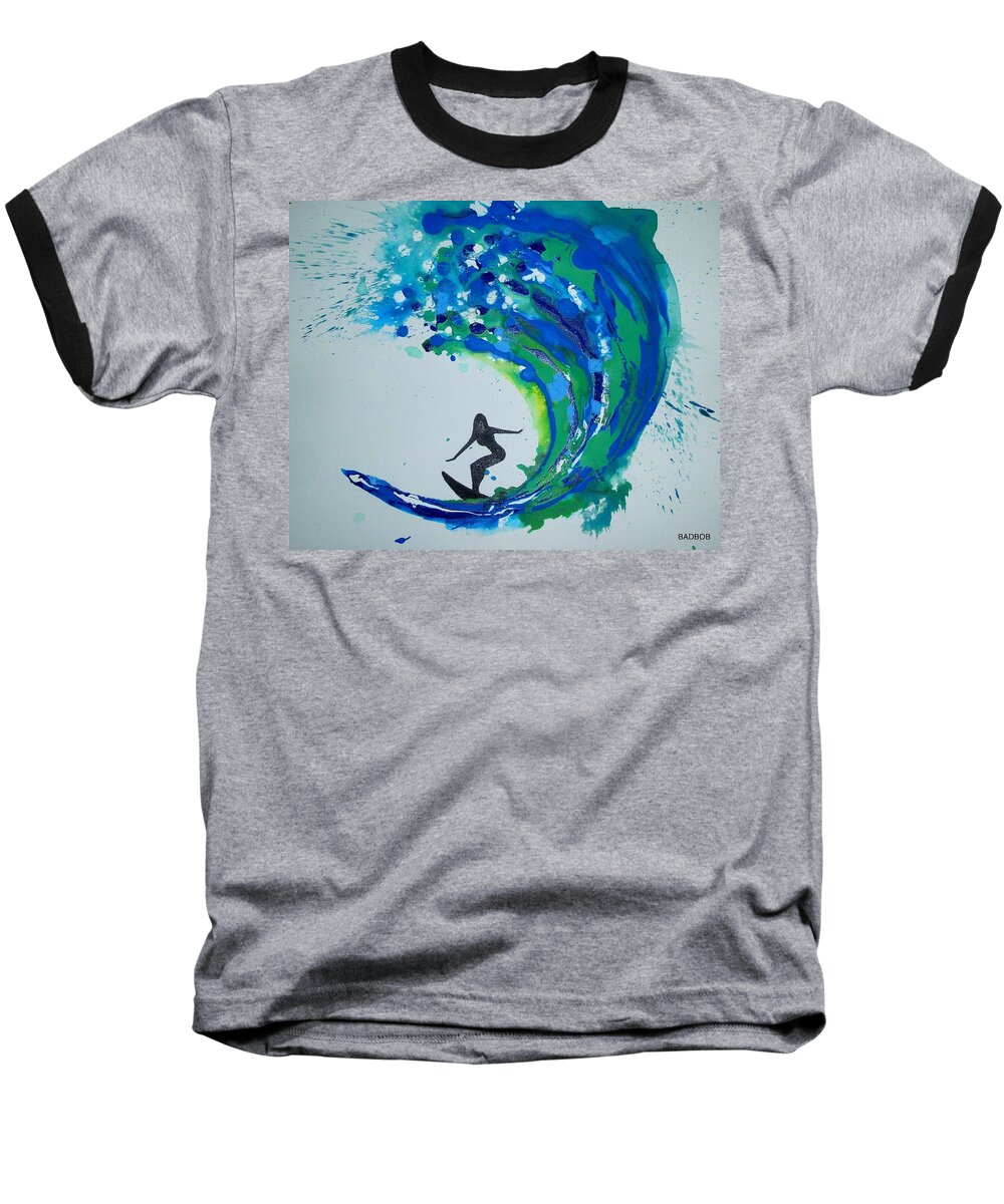 Wave Baseball T-Shirt featuring the painting Badwave #3 by Robert Francis