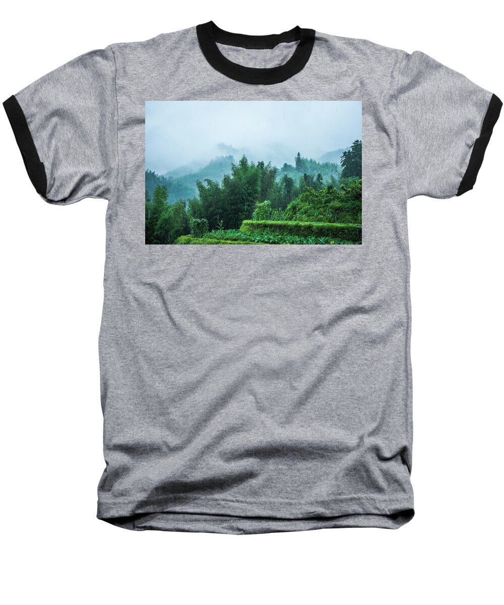 Scenery Baseball T-Shirt featuring the photograph Mountains scenery in the mist #3 by Carl Ning