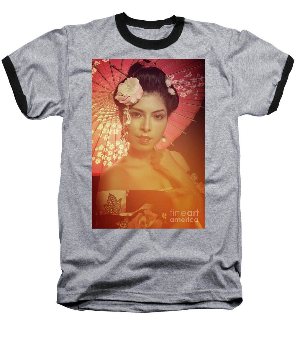 Japanese Baseball T-Shirt featuring the photograph Portrait of Young Japanese Lady #3 by Kiran Joshi