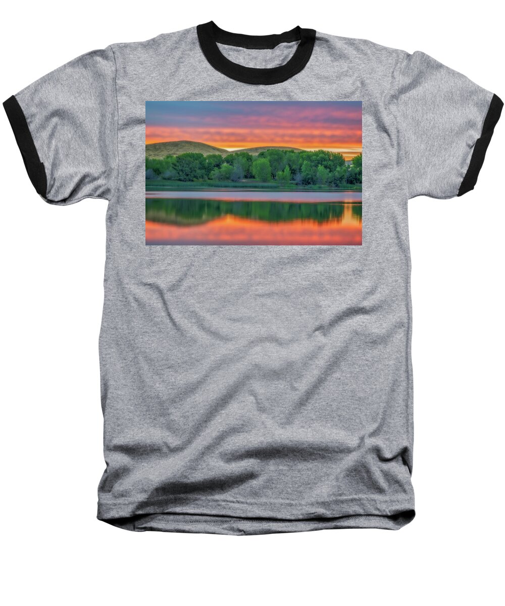 Landscape Baseball T-Shirt featuring the photograph Sunrise Reflection #3 by Marc Crumpler
