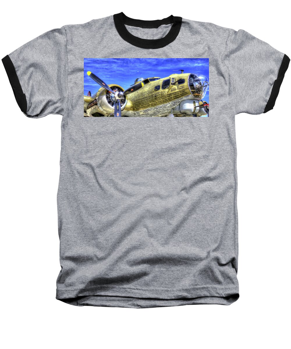 B-17 Bomber Baseball T-Shirt featuring the photograph B-17 #9 by Joe Palermo