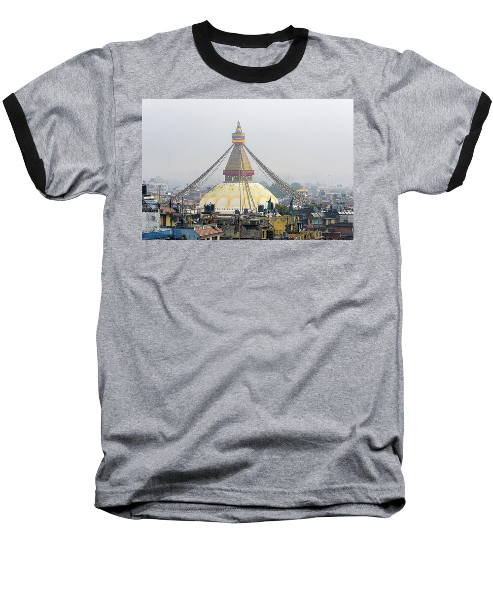 Bodhnath Baseball T-Shirt featuring the photograph Boudhanath stupa in Kathmandu #4 by Dutourdumonde Photography