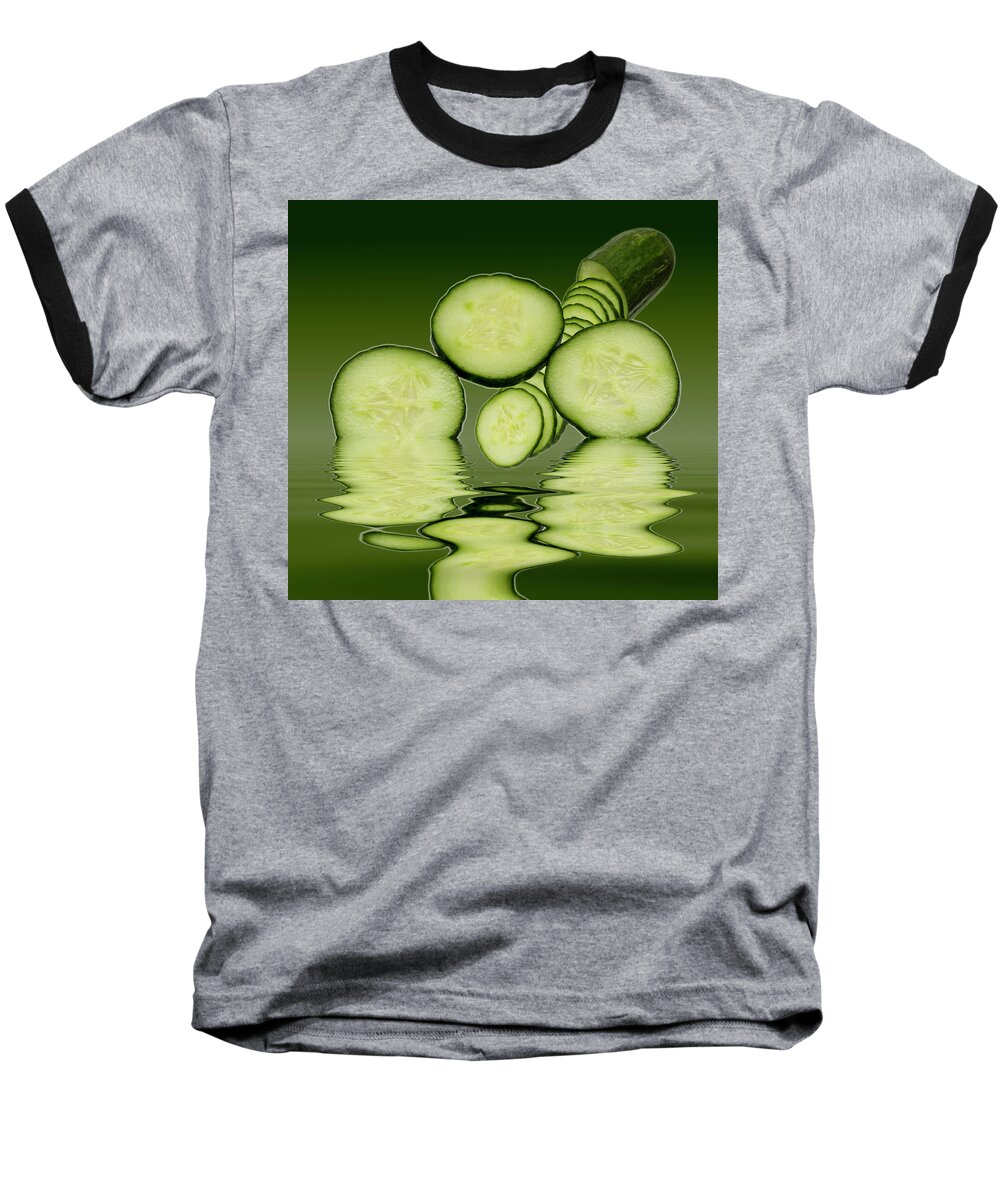 Cucumber Baseball T-Shirt featuring the photograph Cool as a Cucumber Slices #4 by David French