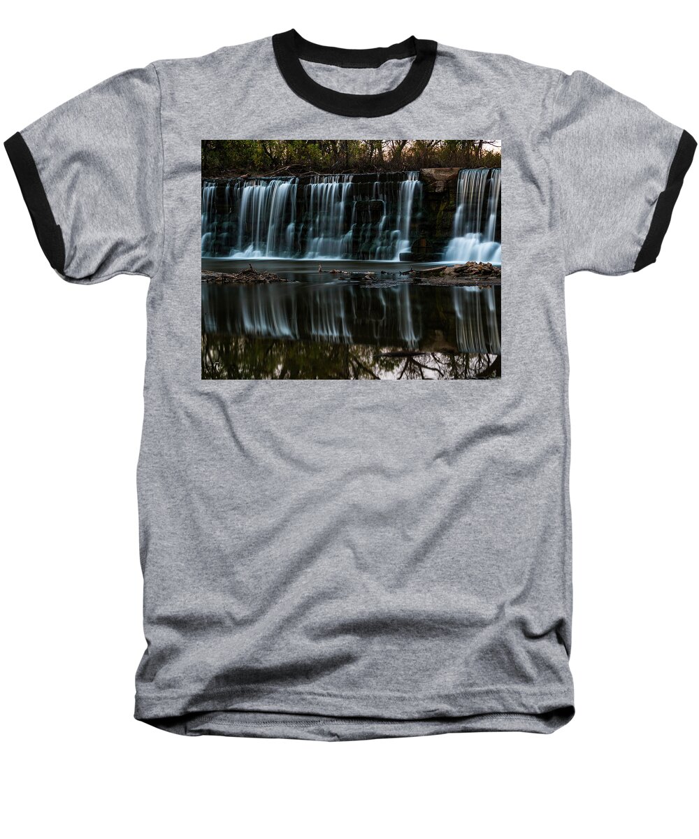Drop Baseball T-Shirt featuring the photograph Kansas Waterfall #4 by Jay Stockhaus