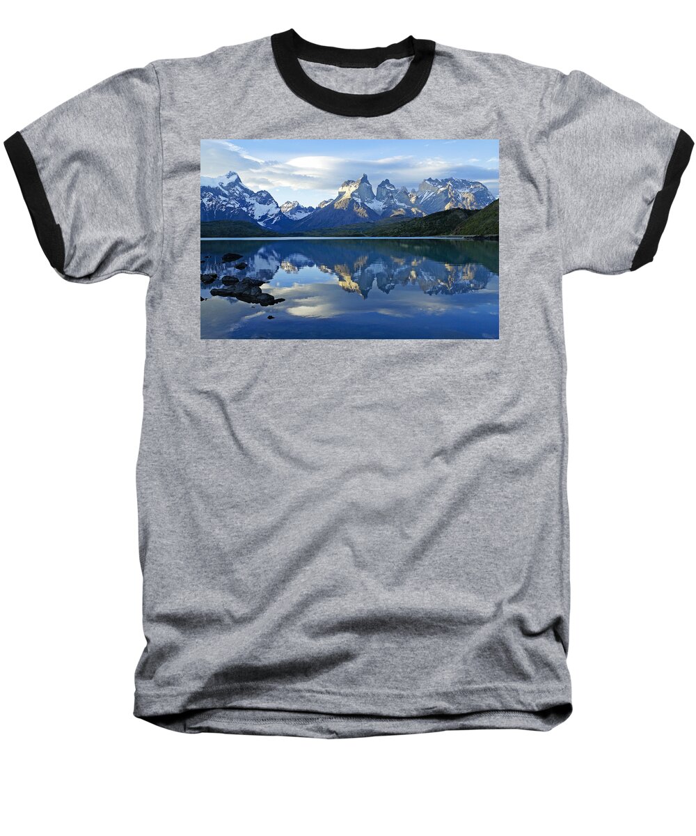 Patagonia Baseball T-Shirt featuring the photograph Patagonia Reflection #4 by Michele Burgess
