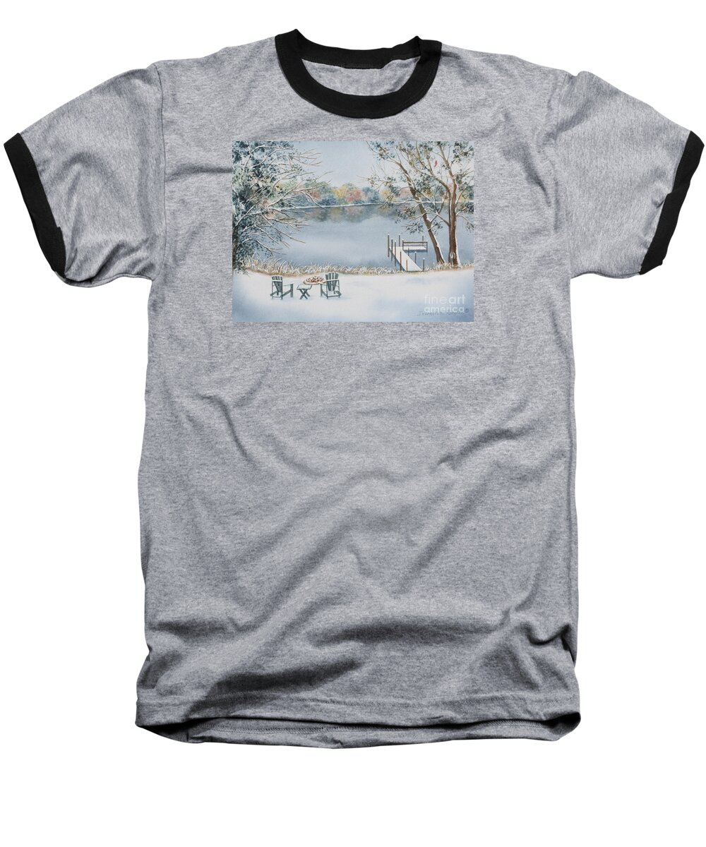Lake Baseball T-Shirt featuring the painting 4 Seasons-Winter by Deborah Ronglien