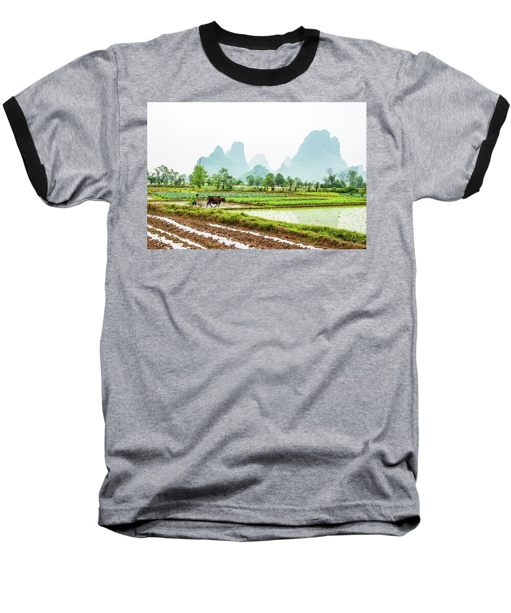 The Beautiful Karst Rural Scenery In Spring Baseball T-Shirt featuring the photograph Karst rural scenery in spring #47 by Carl Ning