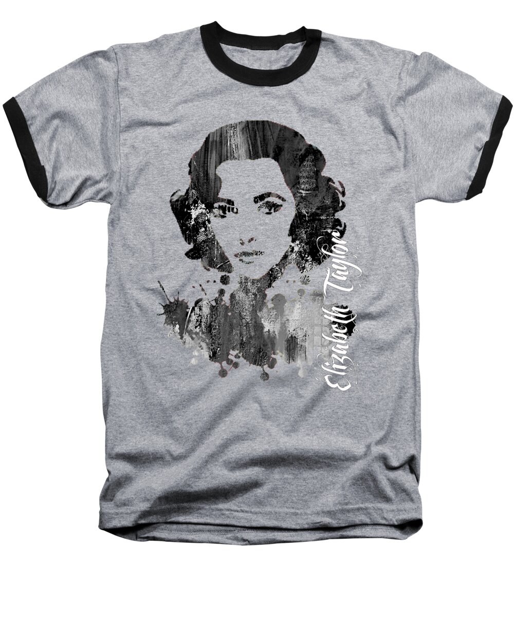 Elizabeth Taylor Baseball T-Shirt featuring the mixed media Elizabeth Taylor Collection #5 by Marvin Blaine