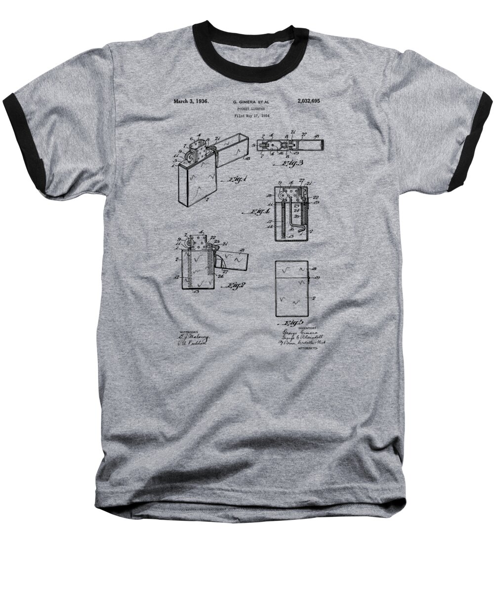 Lighter Baseball T-Shirt featuring the photograph Lighter patent from 1934 #6 by Chris Smith