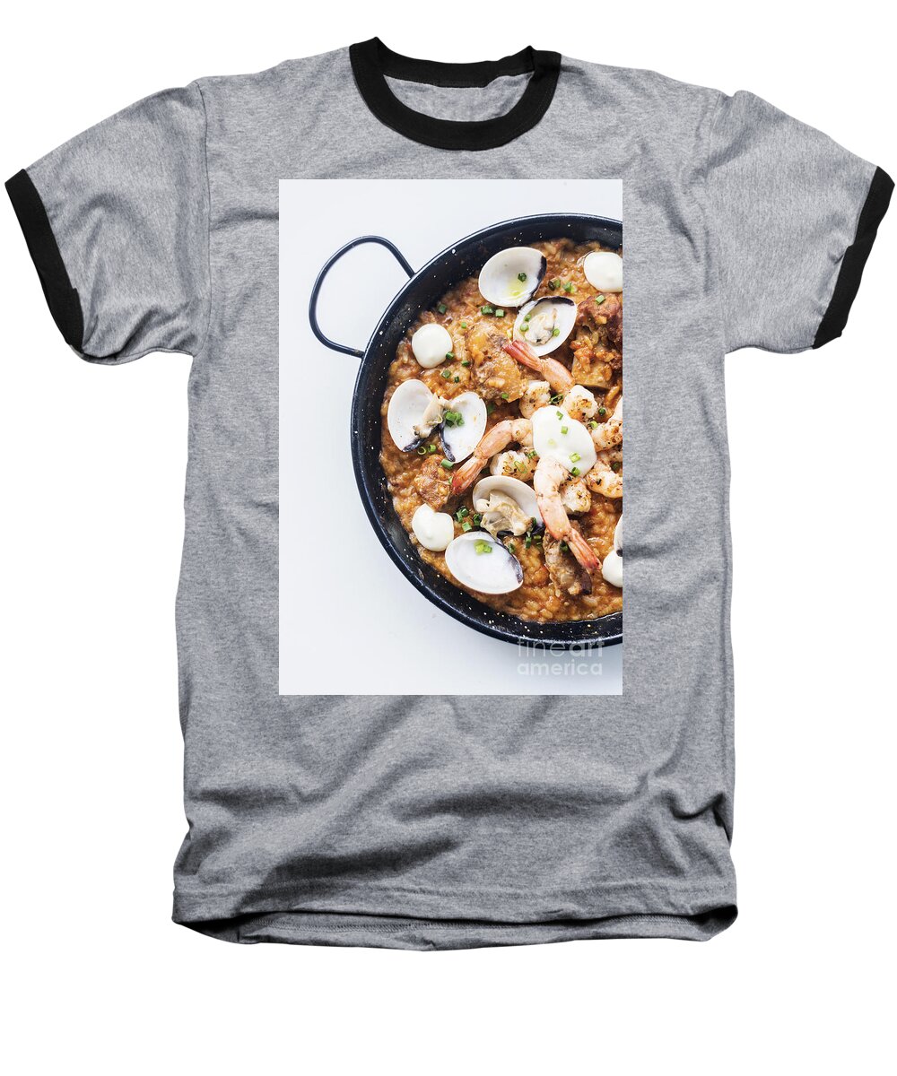 Cuisine Baseball T-Shirt featuring the photograph Seafood And Rice Paella Traditional Spanish Food #5 by JM Travel Photography