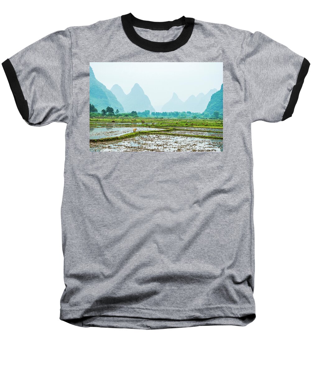 The Beautiful Karst Rural Scenery In Spring Baseball T-Shirt featuring the photograph Karst rural scenery in spring #52 by Carl Ning