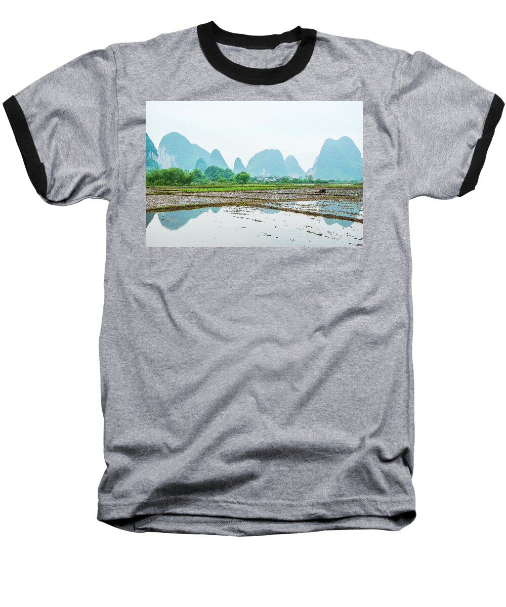 The Beautiful Karst Rural Scenery In Spring Baseball T-Shirt featuring the photograph Karst rural scenery in spring #54 by Carl Ning