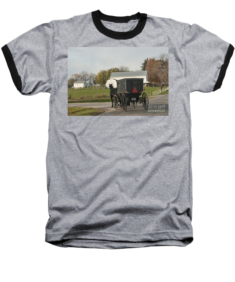 Amish Baseball T-Shirt featuring the photograph Amish Buggy #6 by David Arment