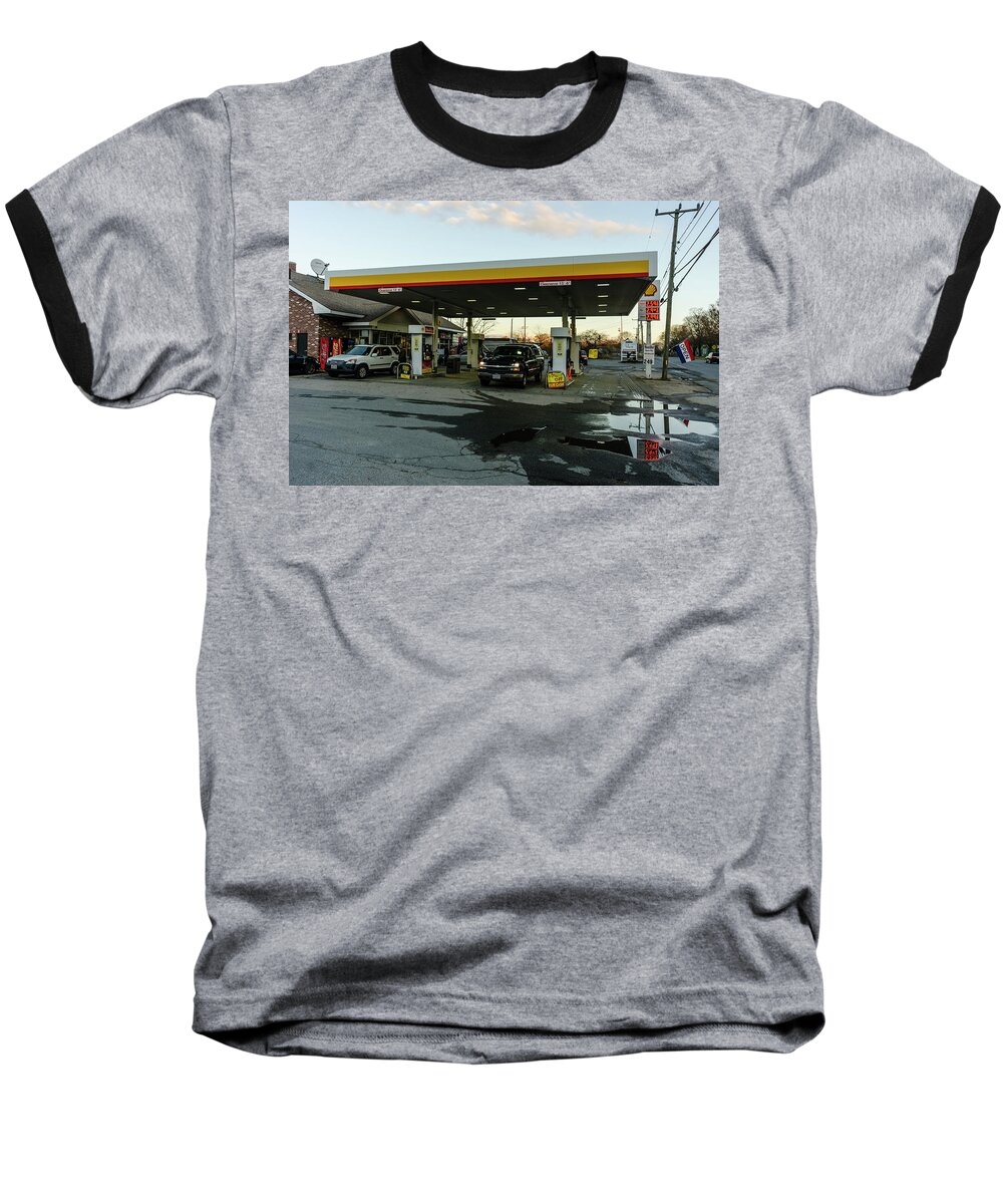 Flag Baseball T-Shirt featuring the photograph 6a Station. by Frank Winters