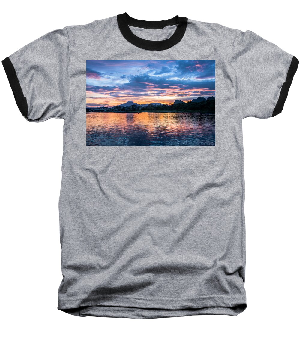 River Baseball T-Shirt featuring the photograph Sunrise scenery in the morning #7 by Carl Ning