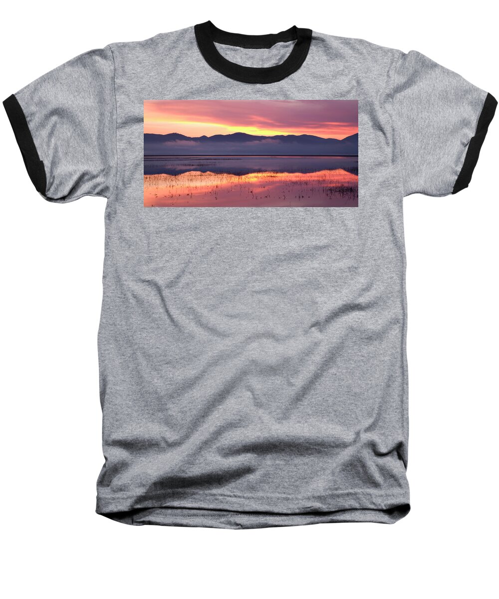 Lake Baseball T-Shirt featuring the photograph Cerknica lake at dawn #8 by Ian Middleton