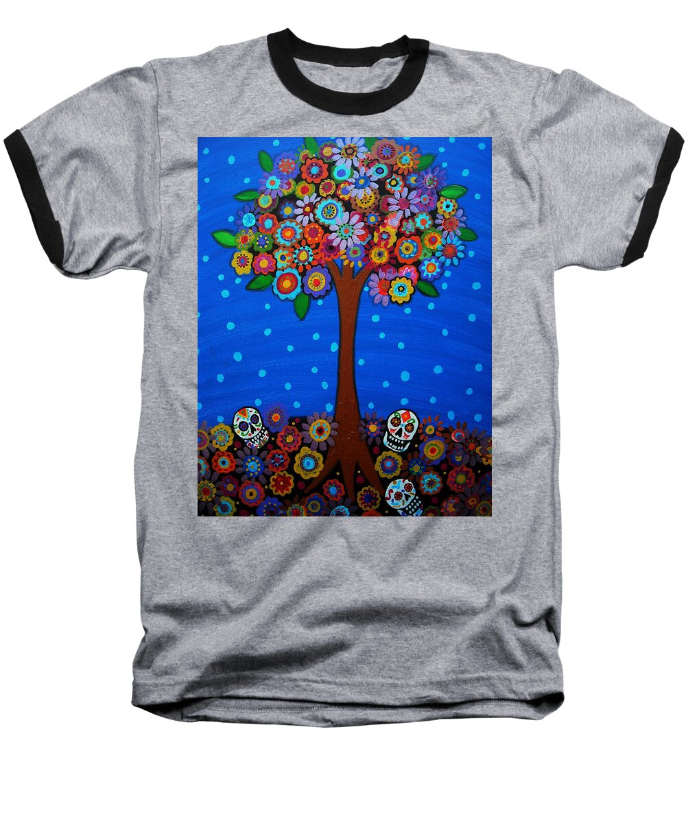 Dia Baseball T-Shirt featuring the painting Day Of The Dead #8 by Pristine Cartera Turkus