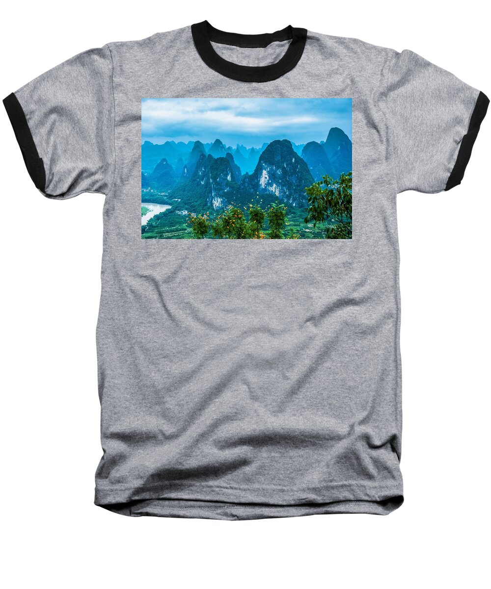 Karst Baseball T-Shirt featuring the photograph Karst mountains landscape #9 by Carl Ning